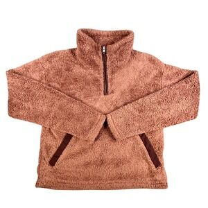 The North Face Fuzzy Fleece Pullover Sweatshirt Women's Sz M Brown Sherpa Osito